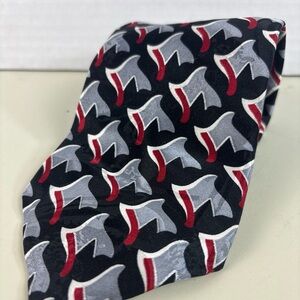 Je Suis 100% Silk Novelty Axe Print Tie Navy Gray Red